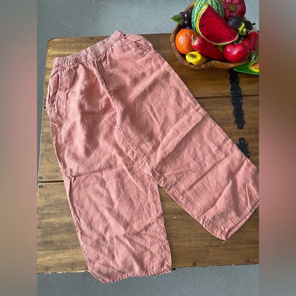Flax Orange Wide Leg Jumpsuit Lightweight Linen